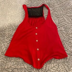 Red button crop top